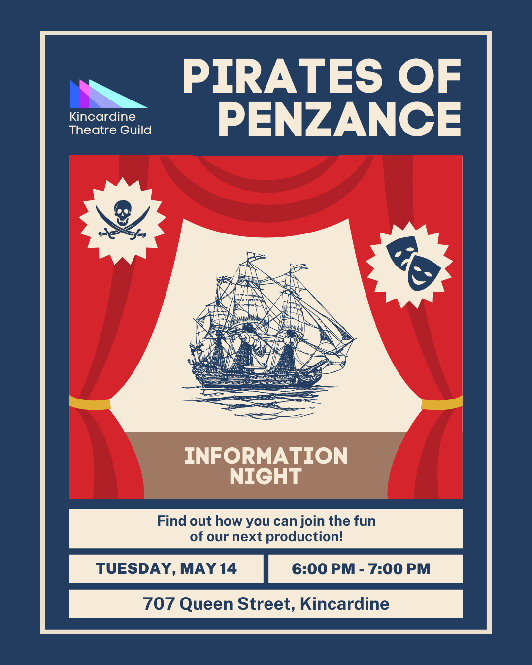 Come Learn about our Next Production – Pirates of Penzance (Tuesday, May 14)