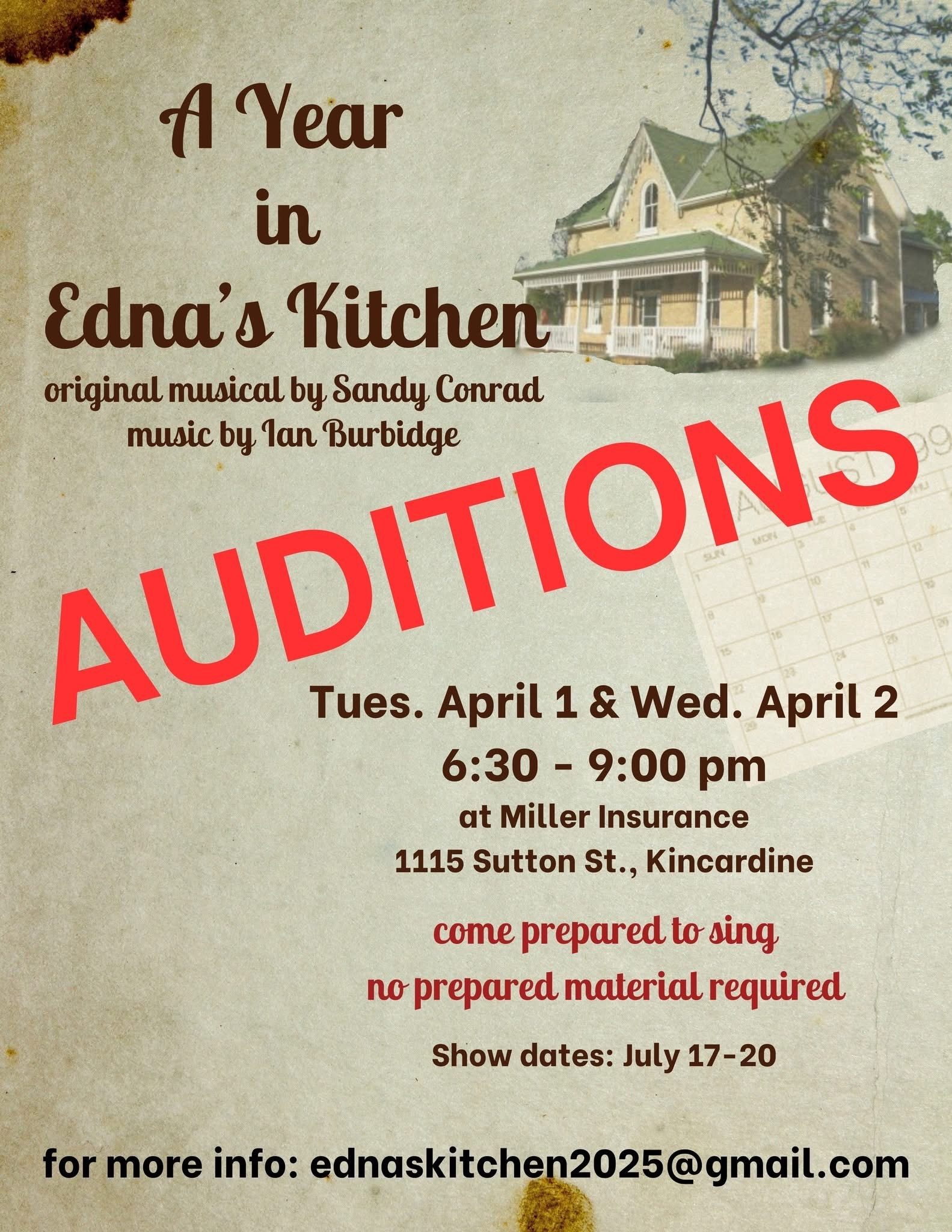 Audition Notice – A Year in Edna’s Kitchen